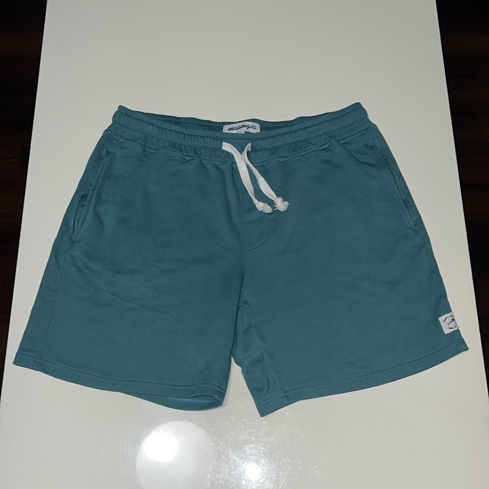 Comfy & stylish Maamgic Knitted Shorts. Aqua Green color. 9” inseam.